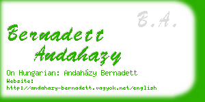 bernadett andahazy business card